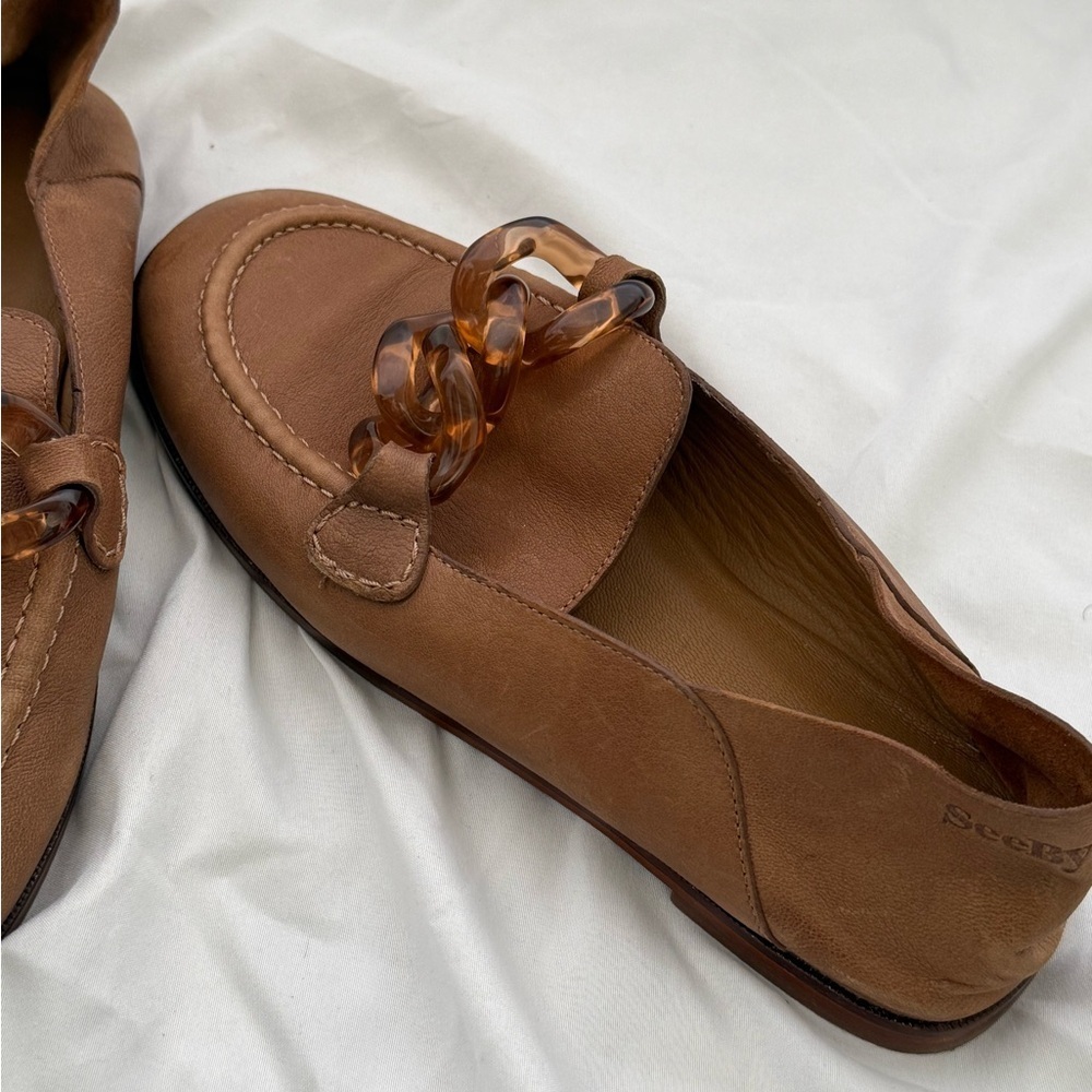 See By Chloe Tan Loafers with Tortoise Chain - Picture 3 of 10